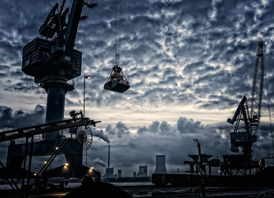 Container cranes at a port