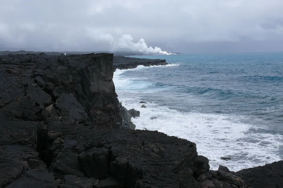 Sea cliffs on Hawaii's volcanic coast