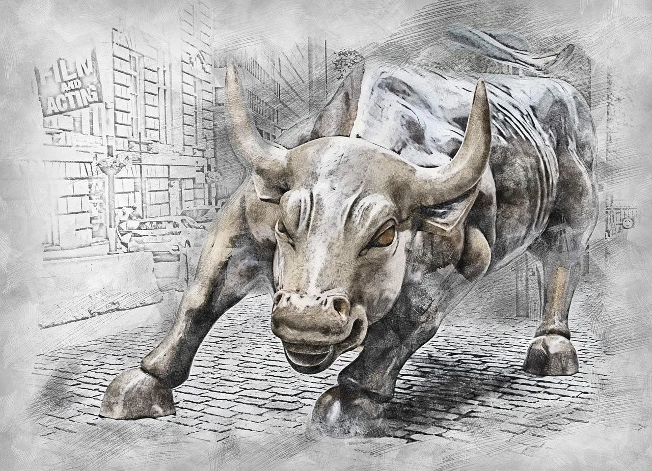 A drawing of the Wall Street bull