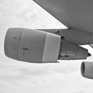 An aircraft wing and engine